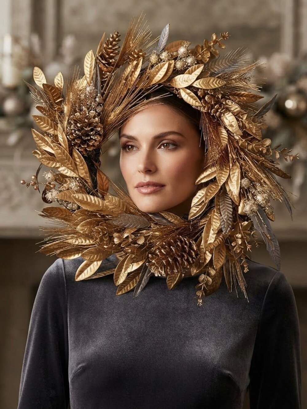 ARHAUS Gold Pinecone Wreath